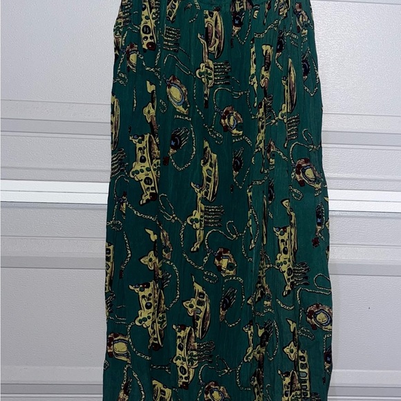 Maxi Skirt SIMONIA Green Gold Jewelry Pattern Size 8 EUC 38” Long EUC - Picture 3 of 5